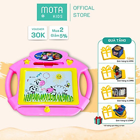 [M2002HONG - Mota Montessori] Đồ chơi cho bé Bảng vẽ tự xóa POLI kèm bút từ màu hồng - Hàng chính hãng