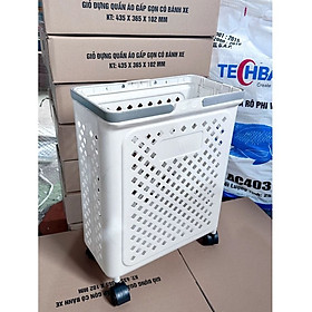 Giỏ Đựng Quần Áo Cao Cấp Gấp Gọn Tiện Dụng Có Bánh Xe 