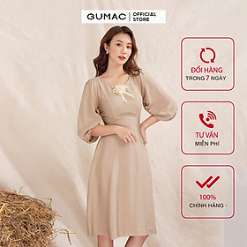 Đầm váy nữ DA1019 GUMAC thiết kế tay nhún phụ kiện