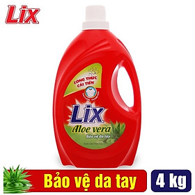 Nước Giặt Lix Nha Đam Aloe Vera 4Kg NG400 - Bảo Vệ Da Tay