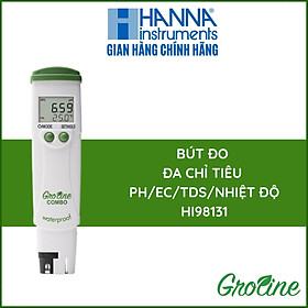 Máy Đo Dinh Dưỡng Combo pH/EC (độ dẫn) /TDS (tổng chất rắn hòa tan)/Nhiệt Độ, Dòng GROLINE Chuyên Trong Thủy Canh, Dạng Bút Đo Bỏ Túi - HANNA - HI98131 - Tặng Kèm Gói Dung Dịch Hiệu Chuẩn Máy