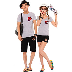 Bộ Áo Thun Đôi Nam Nữ Siêu Anh Hùng Màu Xám - XL