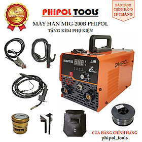 Máy hàn PHIPOL TOOLS MIG 200B không khí điện 220V tặng kèm nhiều phụ kiện, có chế độ hàn MIG/MMA/TIG - Hàng Chính Hãng