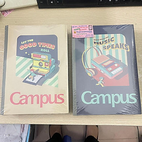 Vở campus RETRO 200 trang dòng kẻ ngang có chấm - Mua 5 quyển tặng bút xoá