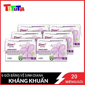 Combo 6 Băng Vệ Sinh Diana Daily Sensi Siêu Thấm Kháng Khuẩn (Gói 20 Miếng)