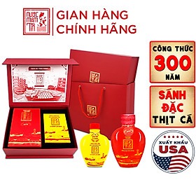 Đặc Sản Phan Thiết - Set 1 Giỏ Quà Đậm Đà Tình Thân Nước Mắm Tôm Biển Bình Gốm Đỏ 60N Và Cá Cơm Ruột Đỏ Bình Gốm Vàng 60N