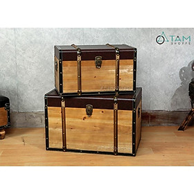 Mua Rương gỗ cổ điển viền da Vintage có đinh tán RG-02