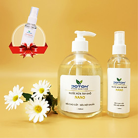 Combo xịt rửa tay khô Nano bạc kháng khuẩn bảo vệ vượt trội 100ml & 500ml Tặng 01 chai nước rửa tay khô 30ml - Thương hiệu Joton Hand Sanitizer
