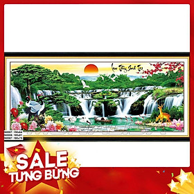 Mua Tranh thêu chữ thập Phong Cảnh lưu thủy sinh tài KT 180x75cm