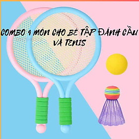 Combo 4 món vợt và bóng tập đánh cầu lông, đánh tenis vận động cho bé, phát triển sức khoẻ, ABS không độc hại, an toàn.