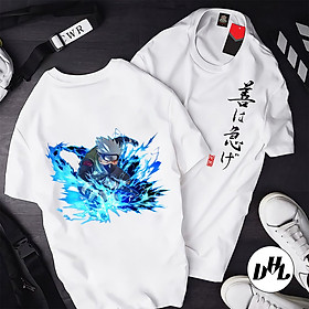 Áo thun trắng Anime, Manga Kakashi sử dụng phép, Unisex Nam Nữ có Size áo từ 25-95kg