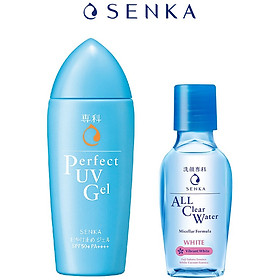 Combo Gel Sữa Chống Nắng Senka Perfect UV Gel 80ml Và Nước Tẩy Trang SENKA A.L.L. CLEAR WATER Micellar Formula White 70ml