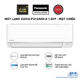 Máy lạnh/ điều hòa panasonic inverter cu/cs-pu12akh-8 - công suất 1.5hp - một chiều - lọc không khí bụi mịn - wifi