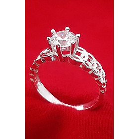 Nhẫn nữ bạc ổ cao gắn kim cương nhân tạo 100% chất liệu bạc thật không xi mạ, không gỉ, không đen, có thể chọn size theo yêu cầu trang sức Bạc Quang Thản - QTNU15