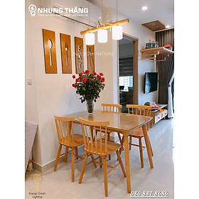 Mua Đèn Thả Trần Trang Trí Phong Cách Bắc Âu Vintage 3 Chao Thân Gỗ Đế gỗ - TN322 - Kèm 3 Bóng Led