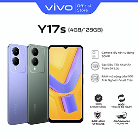 [MỚI] Điện thoại vivo Y17s - Hàng chính hãng - Camera 50MP - Pin 5000 mAh - Sạc nhanh- RAM mở rộng đến 8GB