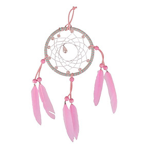 Handmade Crystal Dream Catcher with Pink Feathers Wall Hanging Decoration