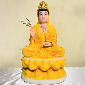 Tượng Phật Quan Âm Bột Đá Xanh Ngọc Cao 30cm