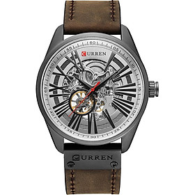 CURREN 8299 Men Watch Brand Mechanical Tourbillon Watch Wristwatch Calendar Leather Automatic Self-wind Sports Clock