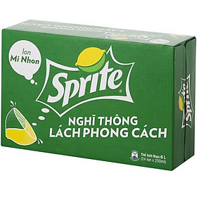 Thùng 24 Lon Nước ngọt có gas Sprite lon Mi nhon (250ml x24)