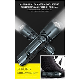 XHP 50 LED Multifunction Flashlight Rotary Zoom Torch USB Charging Night Lamp