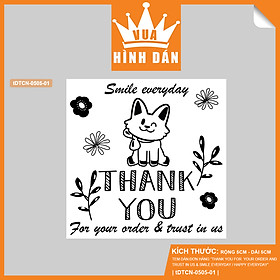 Set 50/100 Sticker THANK YOU FOR YOUR ORDER AND TRUST IN US, SMILE EVERY DAY, HAPPY EVERYDAY 5x5cm - tem dán đơn hàng, kiện hàng dành cho shop 1.075