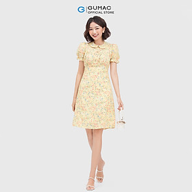 Đầm hoa gumac dc04019 cổ sen nhún ngực dịu dàng