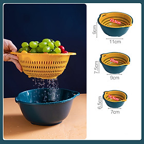 Set 3 bộ rổ chậu 6 món nhà bếp đa năng - đựng rau sống, hoa quả, đồ dùng nhà bếp
