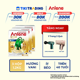 Combo 3 Sữa Bột Anlene Gold Hương Vanilla (Hộp giấy 1200g) - Tặng máy massage cầm tay hoặc máy sấy tóc