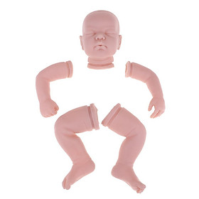 19inch Unpainted Reborn Doll Kits( Head,Limbs),  Soft Vinyl Silicone Newborn Baby Doll Kit Model Set DIY DIY Accessories