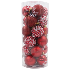 Hộp 30 Trái Châu Trang Trí Noel - Mẫu 1 - Màu Đỏ