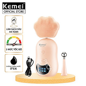 Máy rửa mặt đa năng 2in1 Kemei KM-293 điều chỉnh 3 mức tốc độ, kèm đầu lăn nâng cơ massage giảm thâm mắt - Hàng chính hãng