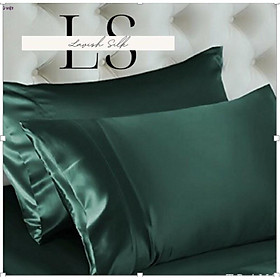 Bộ Ga Gối Phi Lụa Lavish Silk Cao Cấp Mát Lạnh Hàng Loại 1 Không Nối Vải - Xanh Lá