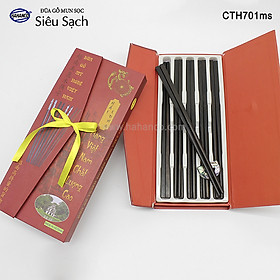 Mua Đũa gỗ Tự nhiên trơn cao cấp (10 đôi) Chopstick of HAHANCO - CTH701MS - Sang trọng trên bàn ăn gia đình