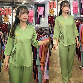 Đồ Lam Đi Chùa # Lục Giác Nơ Phối Vải Cao Cấp# Quần Áo Nữ # Đồ Bộ