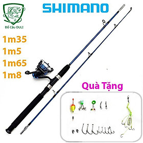 Bộ cần câu máy Shimano 2 khúc đặc 1m35 1m5 1m65 1m8 - Tặng Bộ Phụ Kiện Câu BCC-2