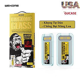 Dán Cường Lực KingKong Có Khung Tự Dán, Ngăn Bụi Loa Dành Cho iPhone - Chống Nhín Trộm Dán Full Màn - Hàng Chính Hãng - 12promax