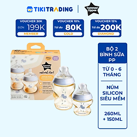 Bình Sữa PPSU Ty Siêu Mềm Tự Nhiên Tommee Tippee, Xanh Dương (Bộ 1 Bình 260ml Và 1 Bình 150ml)