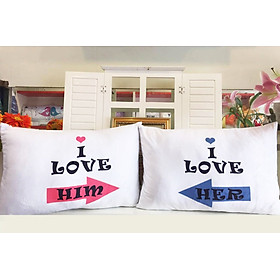 Mua Cặp vỏ gối đôi 40-60cm I love her
