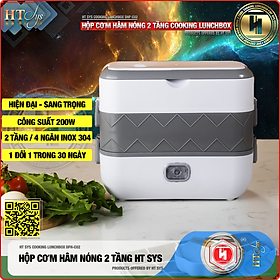 Hộp Cơm Hâm Nóng Cắm Điện HT SYS  - COOKING LUNCHBOX DFH C02 - Hộp Cơm Cắm Điện Có Thể Nấu Chín Và Hâm Nóng Thức Ăn - 2 lít,4 Ngăn - Ruột Bằng Inox SUS304 Cao Cấp - Hàng Nhập Khẩu 