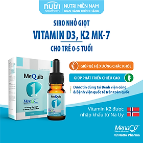 Vitamin D3 K2 MK7 MenaQ7 MEQUIB 1 - Giúp tăng cường hấp thu canxi và phát triển chiều cao (chai 10ml)