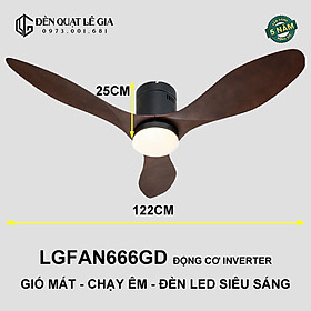 Mua Quạt Trần Đèn LGFAN666GD - Gỗ Óc Chó | Quạt Trần Phòng Ăn Đẹp