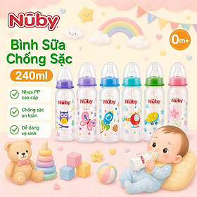 Bình sữa chống sặc Nuby cổ thường, 240ml ( 0m+ )