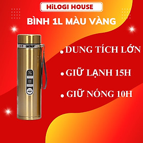 Bình nước giữ nhiệt 1 lít HiLOGI HOUSE giữ lạnh 18 giờ giữ nóng 10 giờ có dây treo và khay lọc trà
