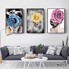 Mua Tranh treo tường CAO CẤP 3 bức phong cách hiện đại Bắc Âu 01(50X75CM)  tranh trang trí phòng khách  phòng ngủ  phòng ăn