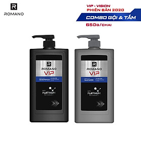 Combo Dầu gội và Sữa tắm cao cấp Romano Vip Vision sang trọng cuốn hút 650g/chai