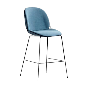 Mua Ghế quầy bar lưng cao bọc vải màu xanh jeans Ghế bar chân cố định sắt sơn tĩnh điện Blue Jeans Color Bar Stools CB Beetle-F – Nội thất CAPTA