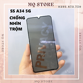 Kính cường lực cho Samsung A14 / A34 / A54 5g chống nhìn trộm full màn hình cao cấp ( hàng chính hãng)