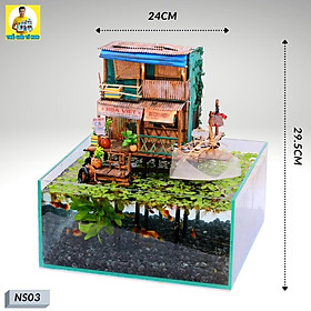 Mô Hình Gỗ Tự lắp ráp DIY Sài Gòn Xưa Ký Ức Tuổi Thơ - Thế Giới Tí Hon - Xóm Nhà Sàn - NS03