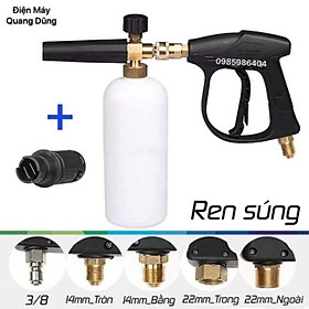 Mua Bộ súng xịt rửa và bình tạo bọt tuyết cao cấp cho máy rửa xe áp lực cao  máy xịt rửa cao áp + Tặng kèm béc phun gắn súng